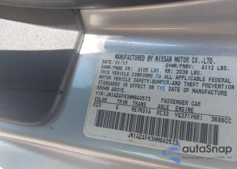 2017 Nissan 370Z Touring z USA, uszkodzony, nr VIN JN1AZ4FH3HM940573